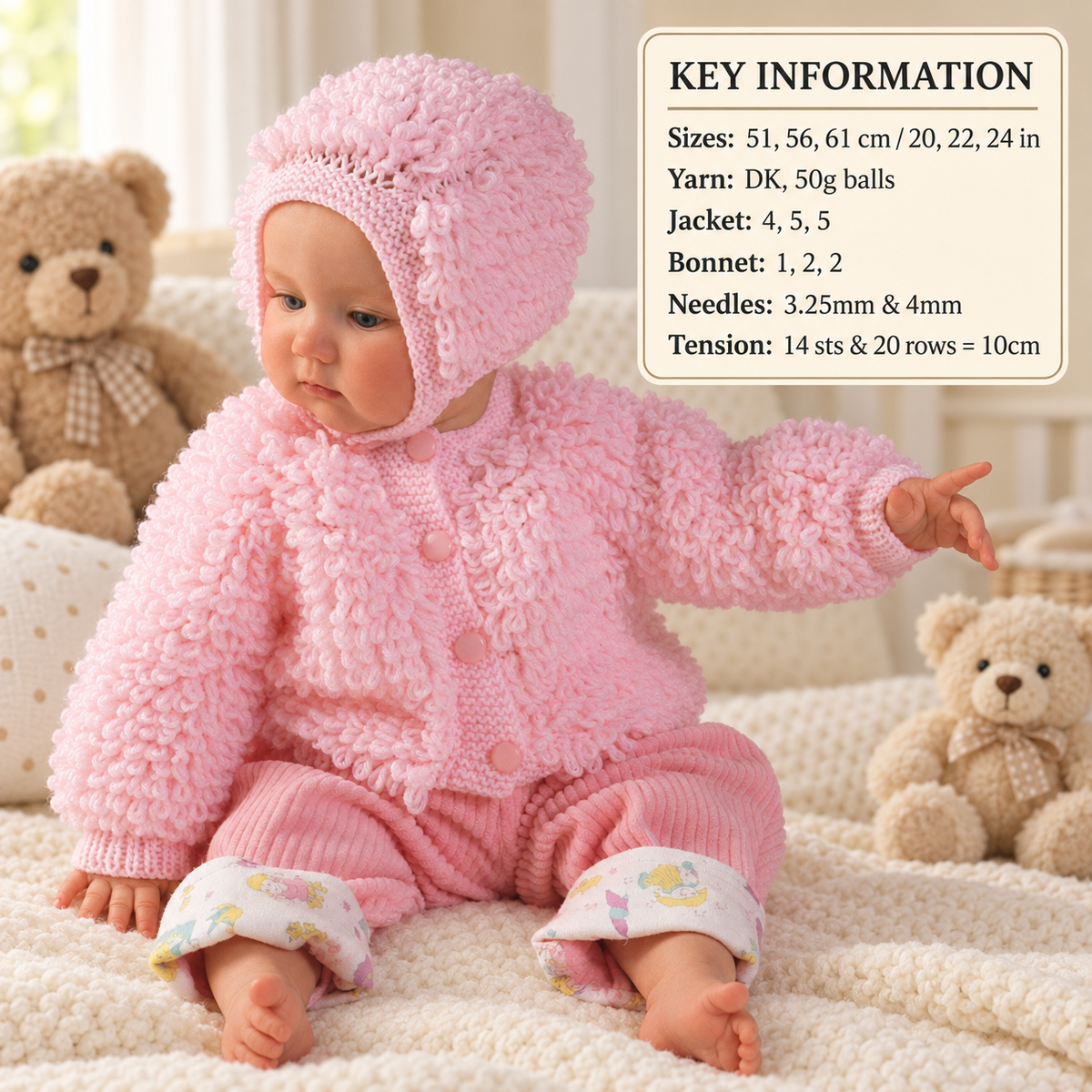 Baby Cardigan & Hat Knitting Pattern, DK 8ply (PDF Download)