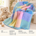 Vintage Multicoloured Knit Blanket Pattern, Easy Squares (PDF Download)