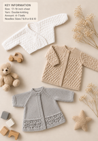 Super easy Baby Matinee Coats. DK or Quick knit wool.17" - 19" chest