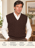 Mans Twisted cable pattern V neck  Slipover 34"-44" in DK 8 PLY Wool Knitting Patterns