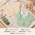 Baby Easy Garter stitch cross front Long & Short sleeved Cardigans -V Neck Knitting Pattern -DK-8ply instant Download-PDF