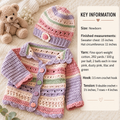 Baby Crochet Cardigan - Jacket & hat Crochet Pattern 4 ply Fingering wool- Download PDF B Newborn Baby Girl size