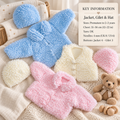 Baby Easy Loopy Cardigans-Waistcoat  & Hat 2 styles to knit in DK 8Ply 12-22" premature sizes