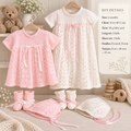 Baby Lace  Dress bonnet & Bootees Vintage Heirloom Baby fingering wool- fits  16 inches