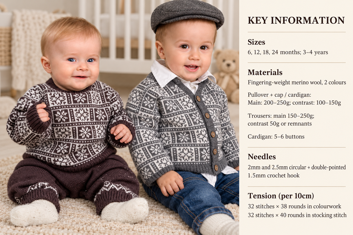 Childs Norwegian -Jumper & Cardigan Knitting Pattern  6 months -3/4 years  ,Instant Download PDF- see images for further information
