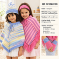 Girl's Poncho's Beanie Hat, headband & Fingerless gloves Fringed, DK 8Ply Light worsted wool size 4 - 10 years Knitting Pattern Download PDF