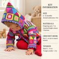 Child's Hooded Crochet Jacket~ Granny Square Patchwork style ~ 4 ply Fingering ~ Boy or Girl_ Crochet pattern download Fits 6 - 12 Months