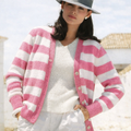 Vintage Ladies Twinset Knitting Pattern Striped Cardigan V Neck Sweater 34–40"