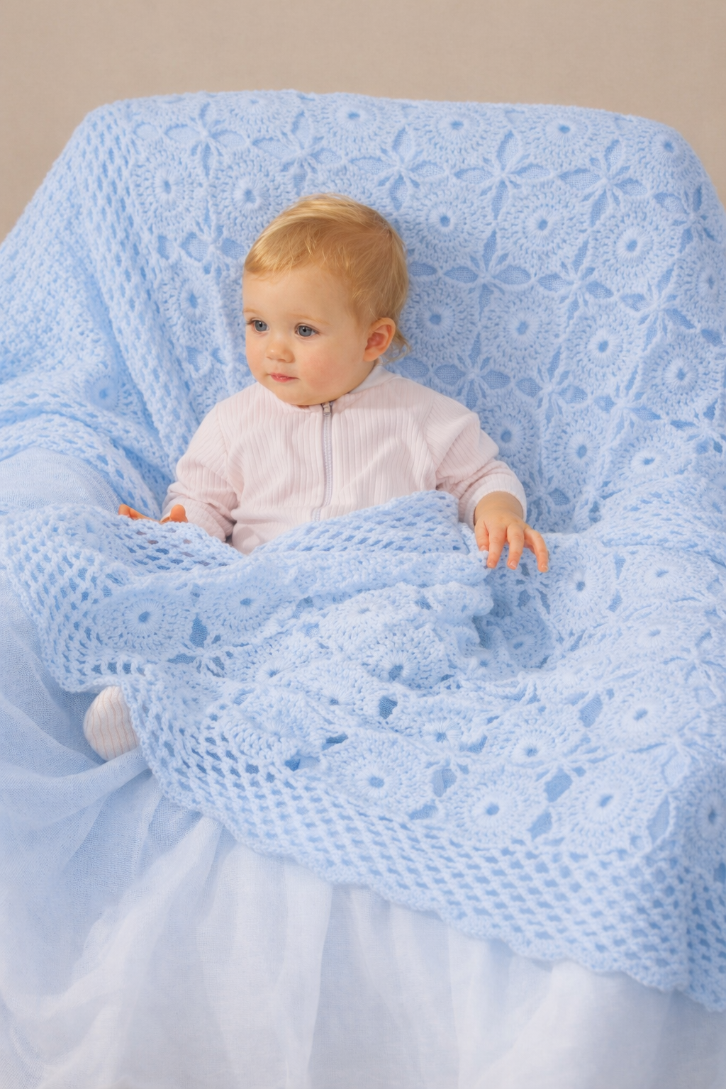 Vintage Granny Squares Crochet Baby Shawl Pattern (PDF Download) DK 8 Ply