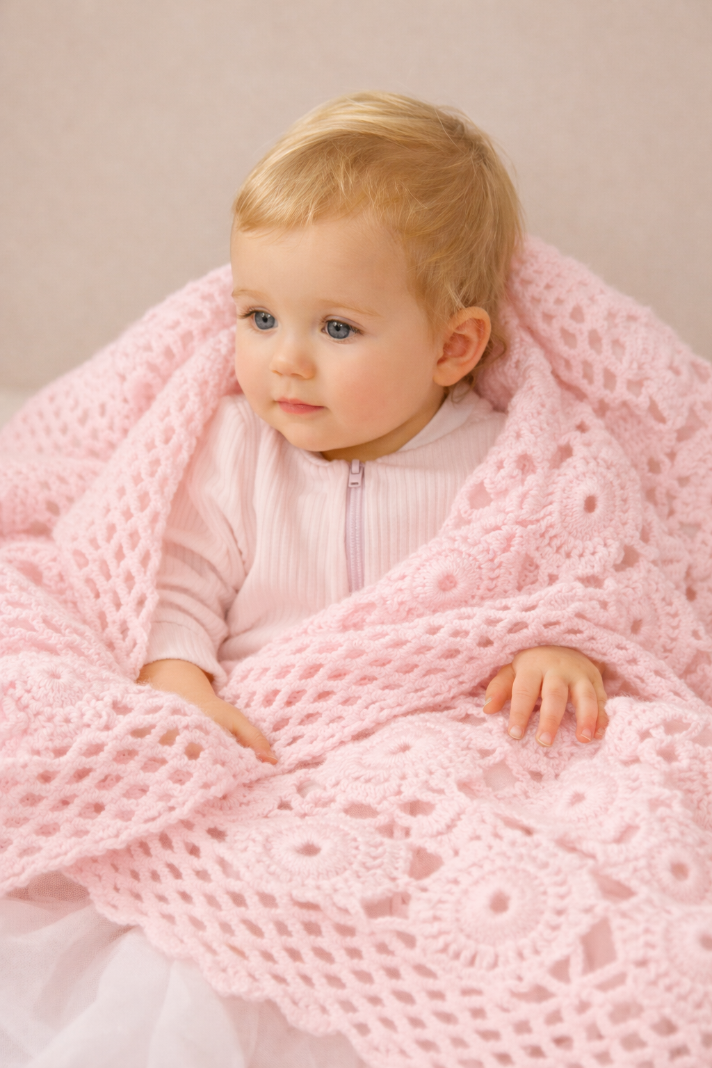 Vintage Granny Squares Crochet Baby Shawl Pattern (PDF Download) DK 8 Ply