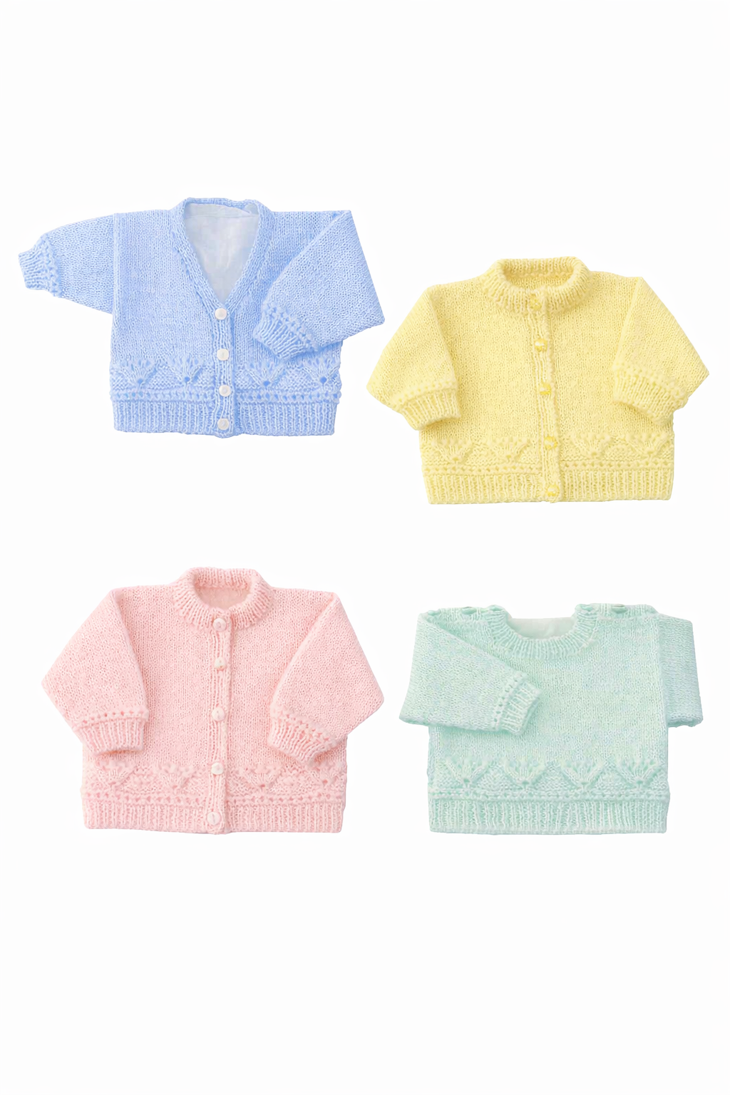 Baby Cardigan & Sweater Knitting Pattern DK Premature–2 Years PDF