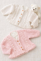 Baby Girls Peplum Frill Cardigan Knitting Pattern – DK Weight, Sizes Birth-6 Years