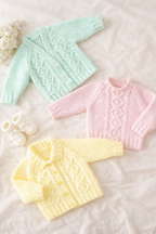 Baby Cable Sweater & Cardigans DK Knitting Pattern 14–22" Chest PDF
