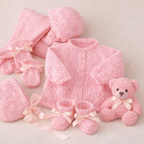 Vintage baby boy girl Pram outdoor set, jacket leggings hat mitts & Bootees in 4ply Knitting Pattern