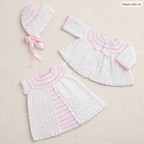 Baby Crochet Pattern Dress Coat & Bonnet Set 3 Ply 18” PDF