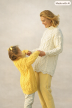 Woman's Girls Childs Cable sweaters straight- scallop Border quick Knit~ Chunky- Bulky 12 Ply  yarn 26-38" Knitting pattern -Download PDF