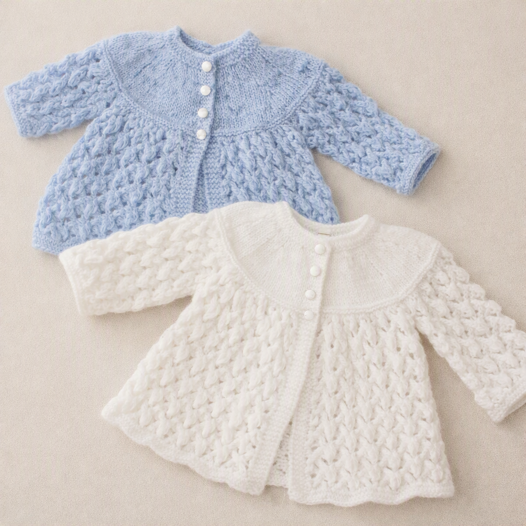 Vintage Baby Matinee Coat Knitting Pattern, Lace Yoke (PDF Download)