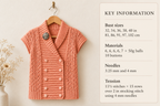 Womens Double Breasted Waistcoat with shawl collar & cap sleeves  32"- 40" DK 8 Ply Light Worsted Wool Knitting Pattern PDF download