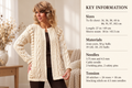 Woman's  winter aran cable jacket edge to edge ~ jacket with pockets 34"~ 40" ~ aran ~ 10 ply wool needed ~ knitting pattern pdf  download