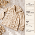 Child's Cable Cardigan-shawl collar Jacket Boy- Girl 1-10 years