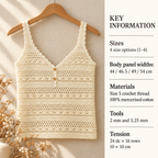 1960's Crochet Summer Top Vest Pattern, Vintage PDF Instant Download (100% Cotton Yarn)