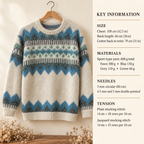 Mans Fair Isle Norwegian Sweater Round Neck  Up to 42" ~ PDF Knitting Pattern Download- with Chart Chunky Bulky 12 ply-Jacquard knit vintage