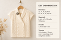 Womens Double Breasted Waistcoat with shawl collar & cap sleeves  32"- 40" DK 8 Ply Light Worsted Wool Knitting Pattern PDF download