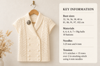 Womens Double Breasted Waistcoat with shawl collar & cap sleeves  32"- 40" DK 8 Ply Light Worsted Wool Knitting Pattern PDF download