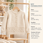 Girls Cardigan with Cable Border ~ 20 - 30'' (3 - 12 yrs) DK Wool 8ply Light Worsted Knitting Pattern