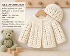 Crochet Hat & Yoked Cardigan Pattern – Girls DK Yarn (Birth - 7 yrs) (Download PDF)
