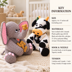 Animal Door Stops Crochet Pattern- 5 Designs To Crochet- Worsted Weight Yarn- Crochet Cow- Cat- Bear Rabbit- Elephant-Digital Download PDF