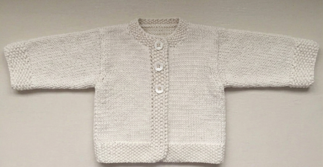 Baby Cardigan with Moss stitch Borders Knitting Pattern – DK 8 Ply (Birth-18 months)