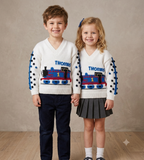 Knitting Pattern- Boys - Girls Thomas the Tank Engine V Neck Sweater- Jumper- DK -8 ply- fits 20 - 28" chest- Download PDF