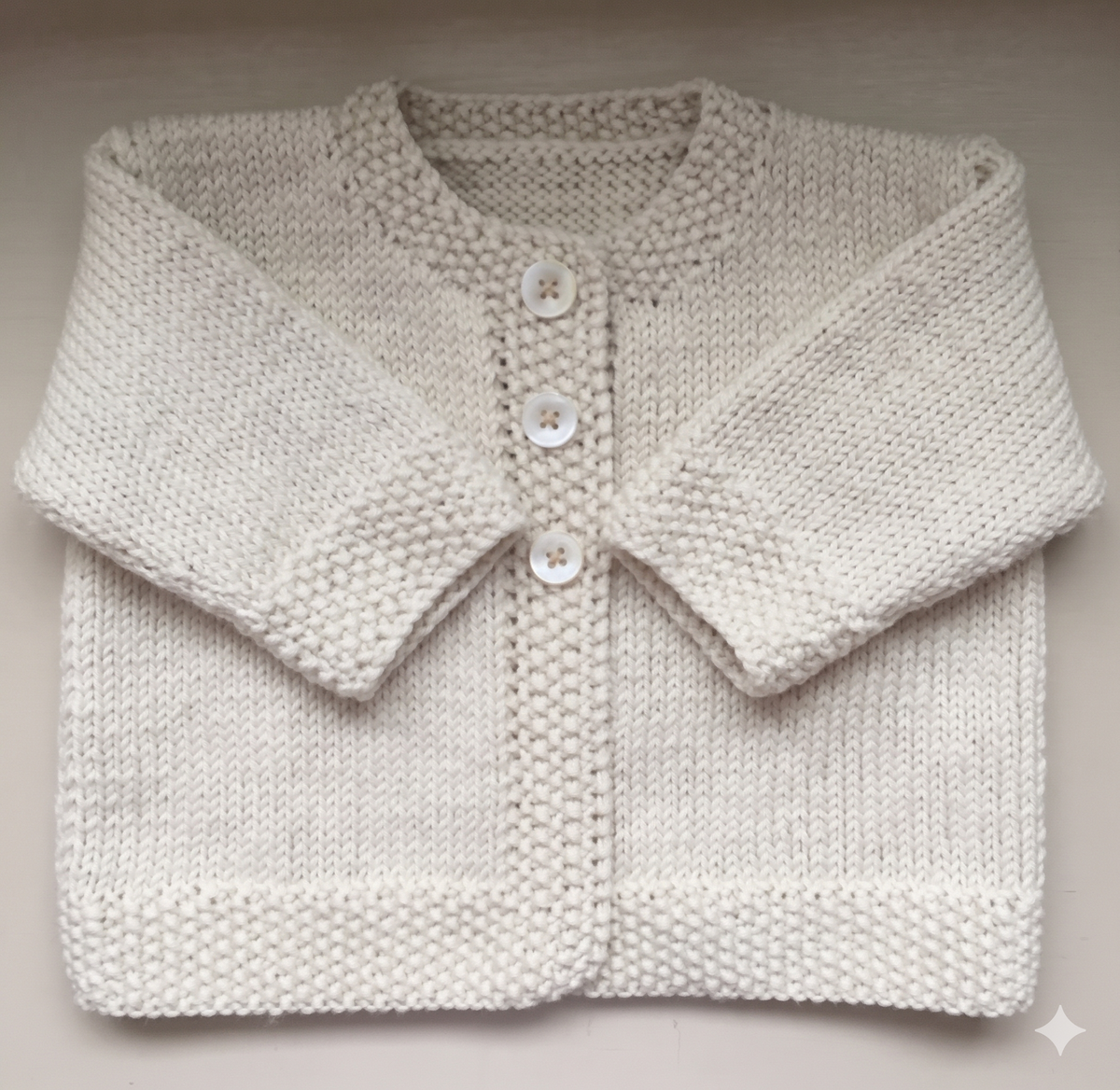 Baby Cardigan with Moss stitch Borders Knitting Pattern – DK 8 Ply (Birth-18 months)