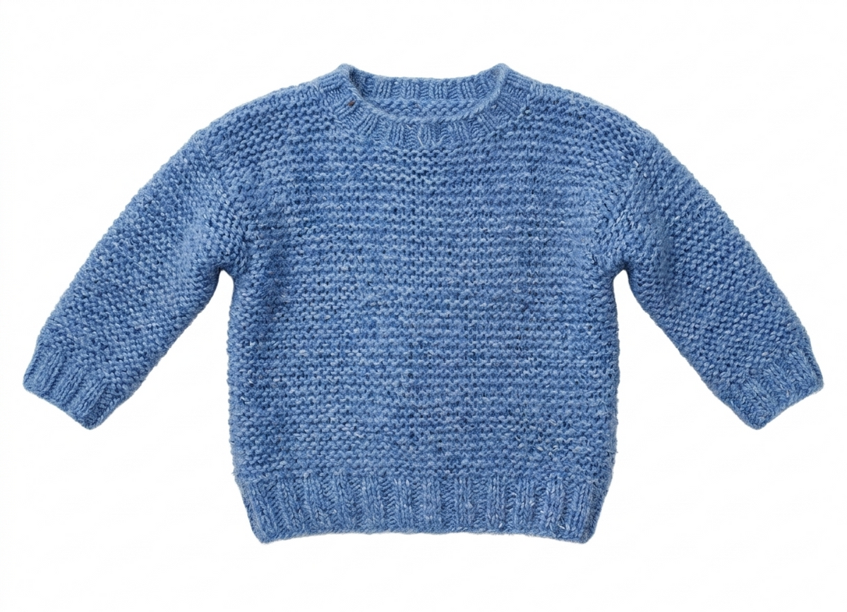 Easy Round Neck Garter Stitch Baby sweater~ 6mth - 8 years Toddler Child Kids ~ Aran 10 Ply Yarn Knitting Pattern Digital PDF Download