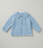Girl's Cardigan frilled Eyelet  hem Plain neck or Collar Raglan sleeves 16" - 26" ( 0-7yrs) DK 8Ply Light worsted Knitting pattern PDF