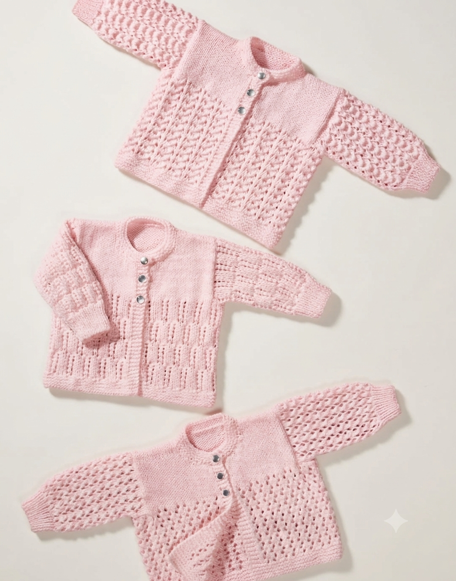 Baby Matinee Coat Knitting Pattern 3 Designs DK 4 Ply Premature–2 Years PDF