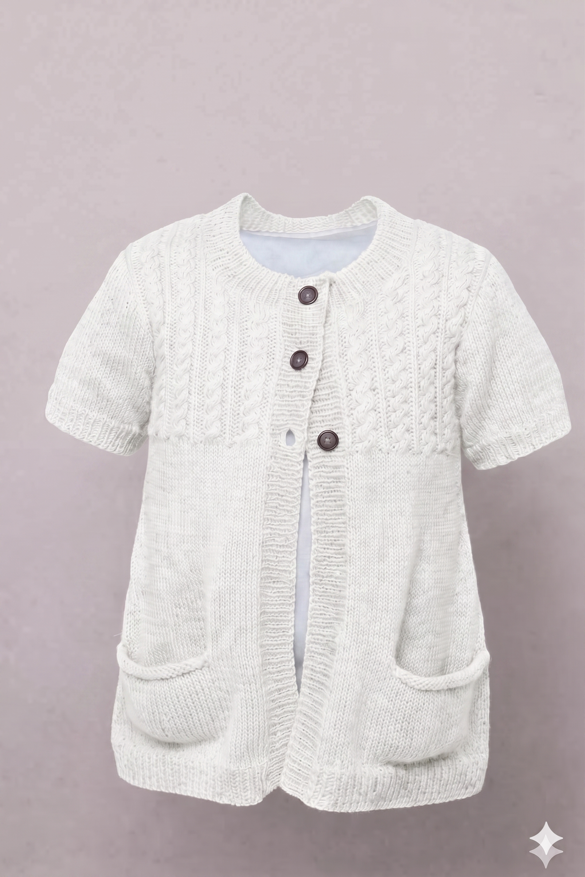 Girls Short Sleeve Cardigan Vest Knitting Pattern 5 Ply Ages 2–10 PDF