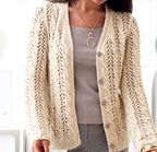 Womens Cable Lace Cardigan Knitting Pattern DK V Neck 28–62 in PDF