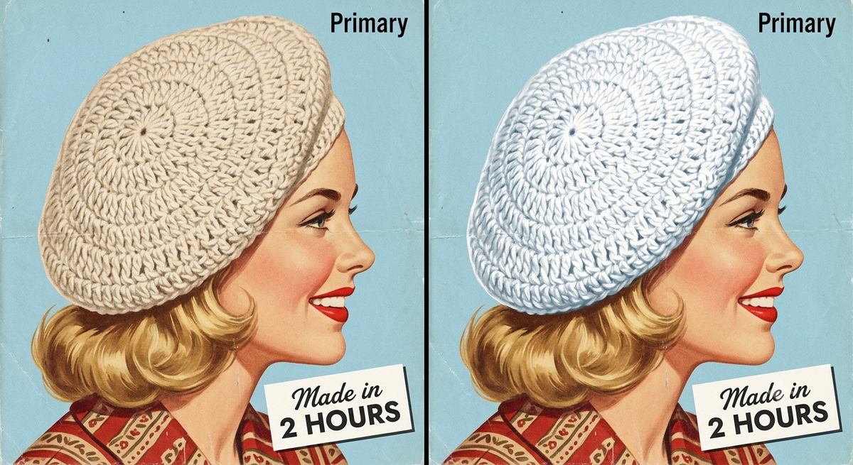 Vintage Crochet Beret & Cap Pattern PDF – Ladies DK Hats