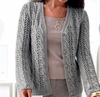 Womens Cable Lace Cardigan Knitting Pattern DK V Neck 28–62 in PDF
