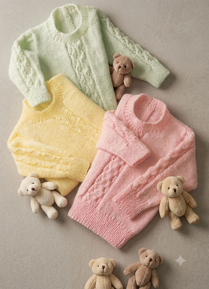 Baby Toddler Sweaters Knitting Pattern DK 18–26” Chest 3 Designs
