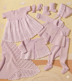 Baby Christening Set Knitting Pattern – vintage Layette  3 ply fingering heirloom Knit