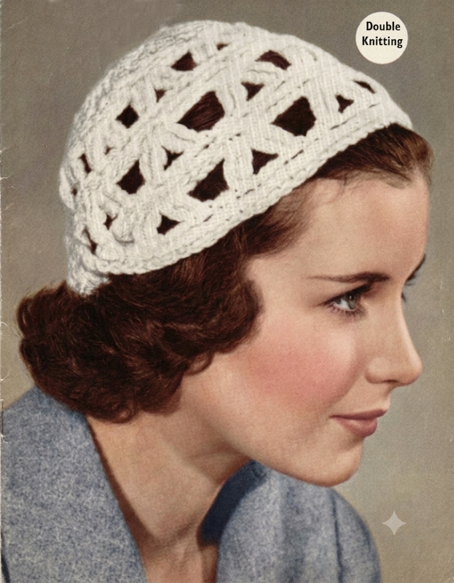 Vintage Crochet Beret & Cap Pattern PDF – Ladies DK Hats