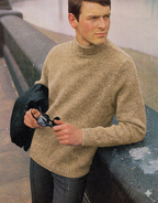 Vintage  Mens Polo Neck Sweater Knitting Pattern DK 38–44" PDF