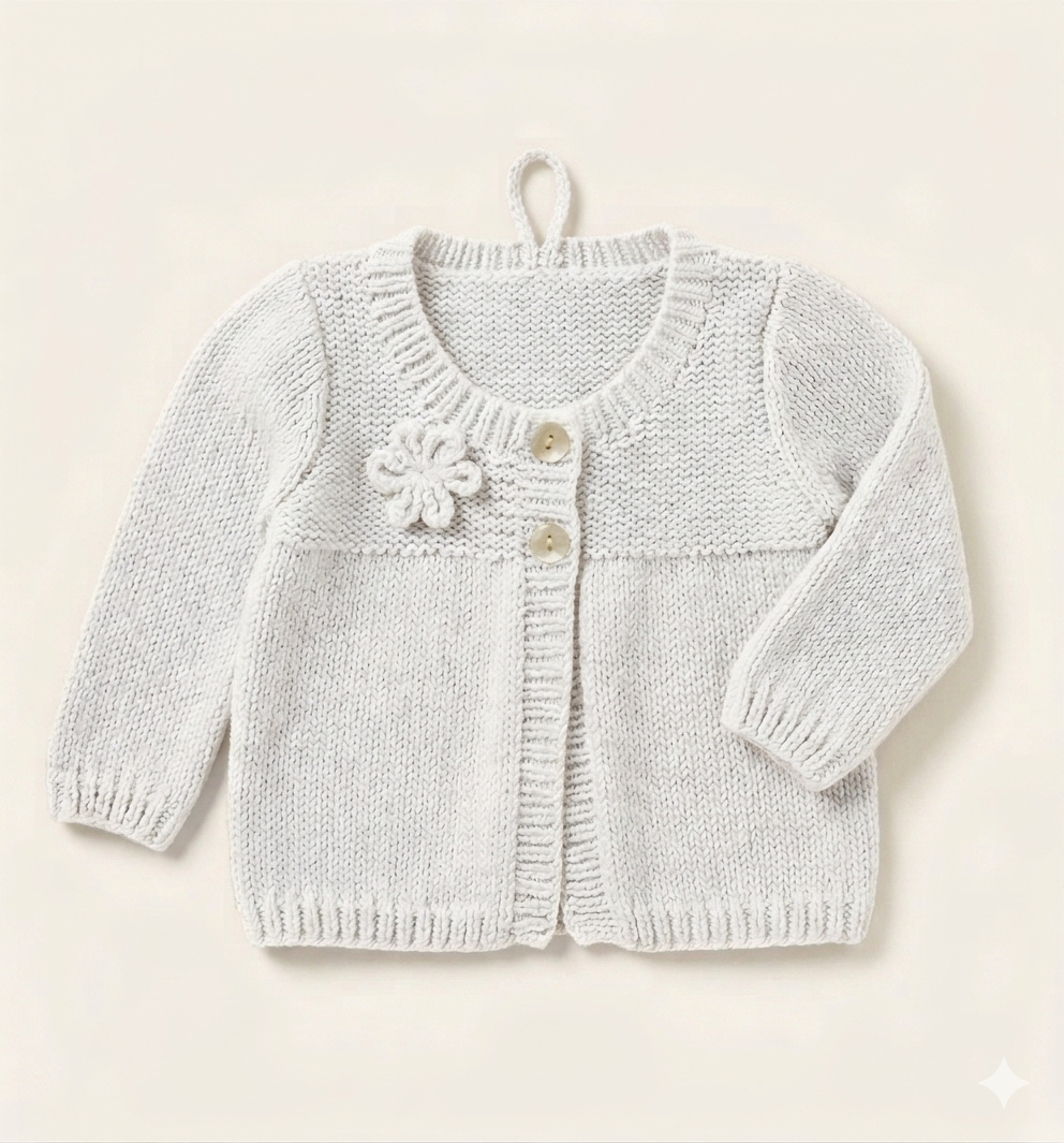 Girls Round neck Lacy frilled yoke Jumper Embroidered flowers Knitting pattern Size 18" - 22" Download Knitting Pattern PDF (Copy)