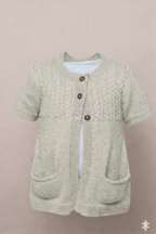 Girls Short Sleeve Cardigan Vest Knitting Pattern 5 Ply Ages 2–10 PDF