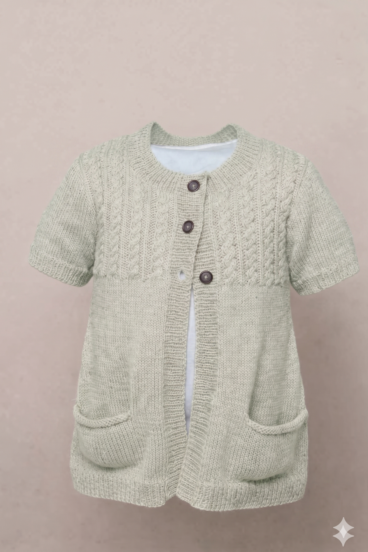 Girls Short Sleeve Cardigan Vest Knitting Pattern 5 Ply Ages 2–10 PDF