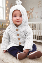 Baby Boy- Girls Hoodie Crochet Jacket pattern- Hooded Jacket in Aran 10 ply Worsted wool- fits 20"-23"  Crochet Pattern Download PDF