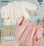 Vintage Baby Knitted Matinee Jacket Pattern - 4 Ply Yoked Style (PDF Pattern) 3-6 months